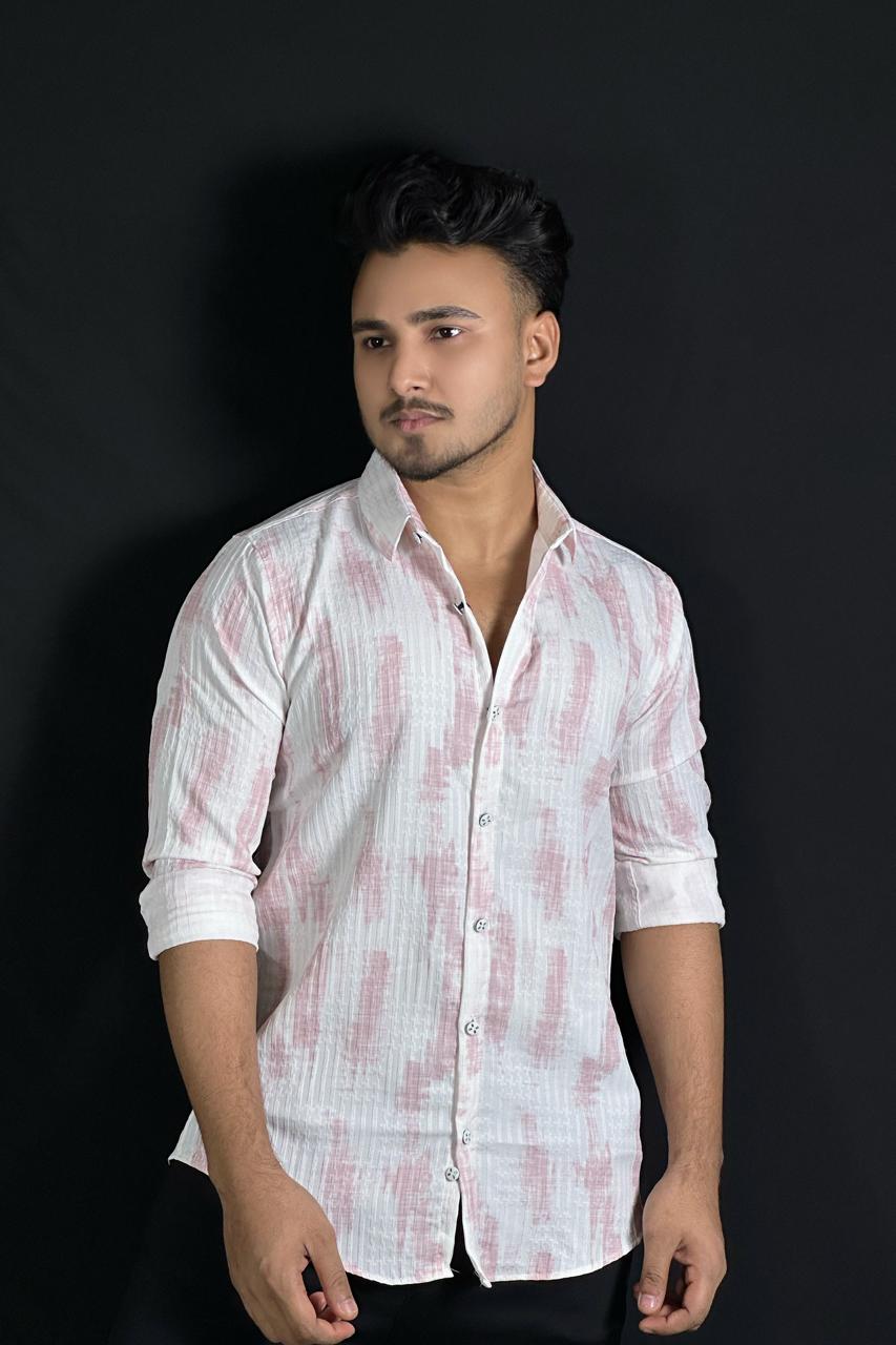 পিঙ্ক হোয়াইট কালার প্রিন্টেড শার্ট-Marvel